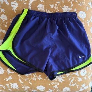Nike Royal Blue and Neon Yellow Running Shorts